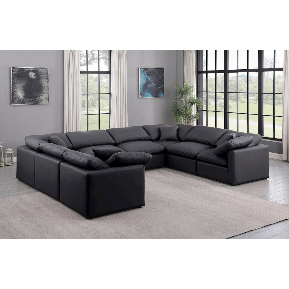 Indulge Black Vegan Leather Modular Sectional