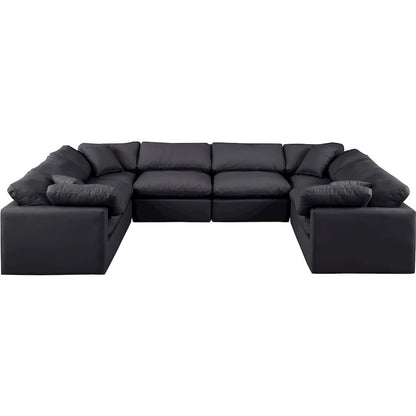 Indulge Black Vegan Leather Modular Sectional