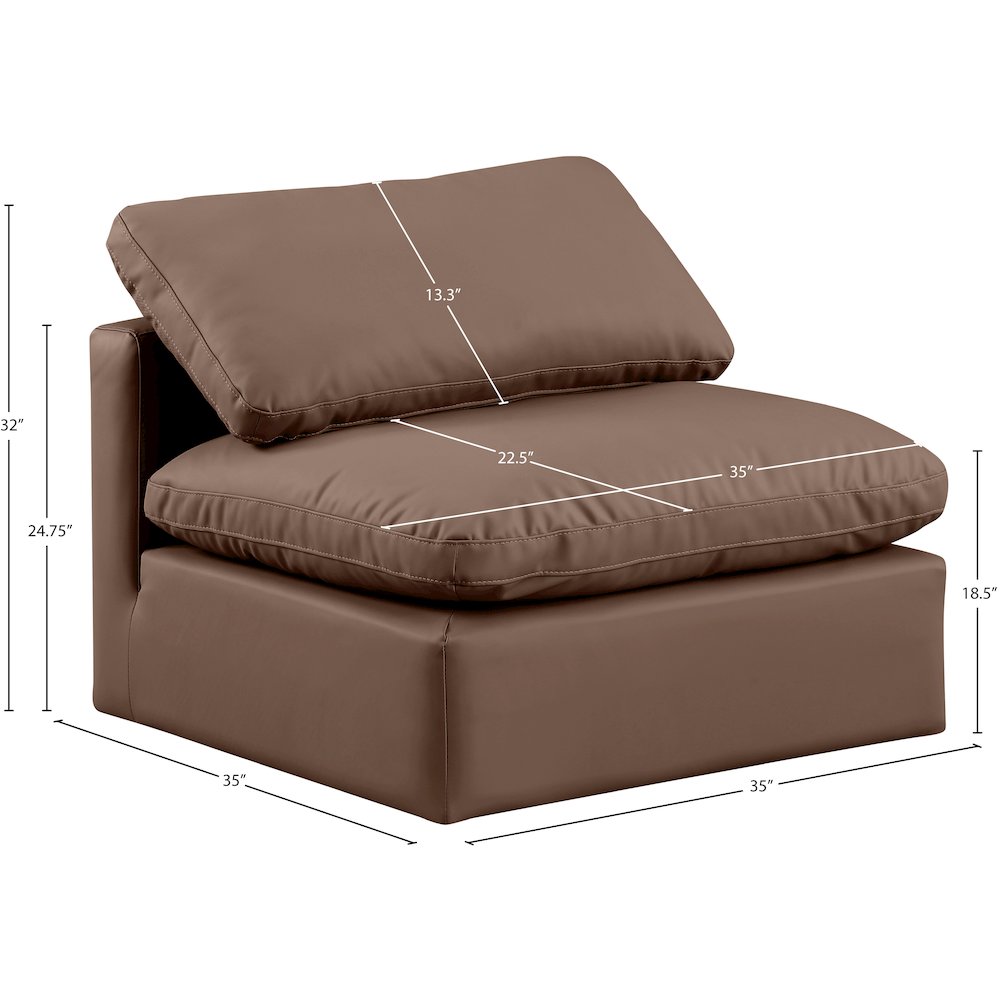 Indulge Brown Vegan Leather Armless Chair
