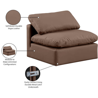 Indulge Brown Vegan Leather Armless Chair