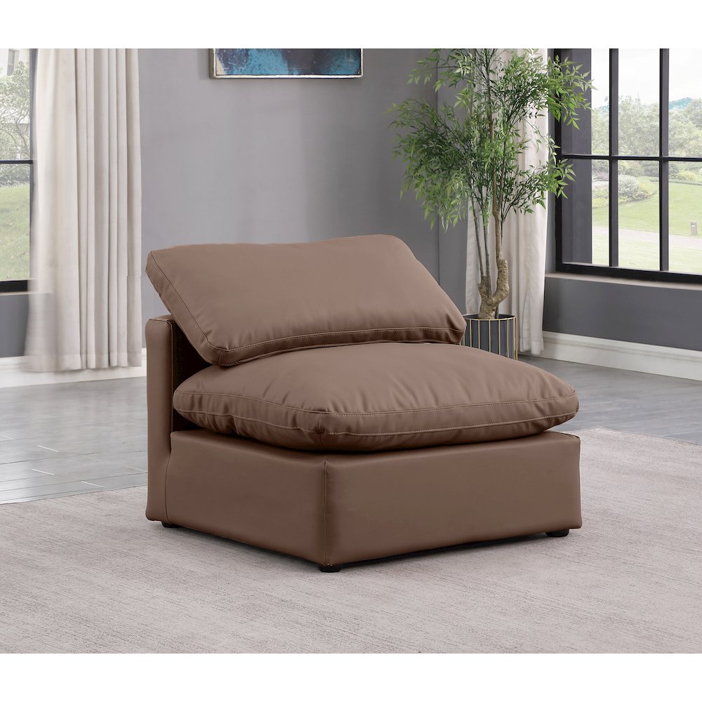 Indulge Brown Vegan Leather Armless Chair