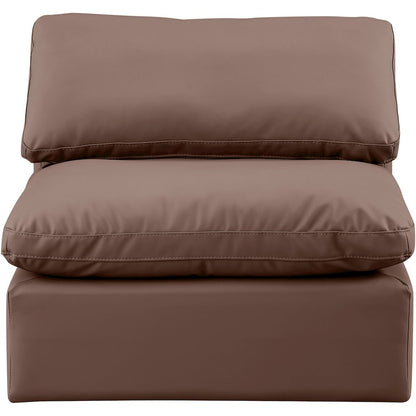 Indulge Brown Vegan Leather Armless Chair
