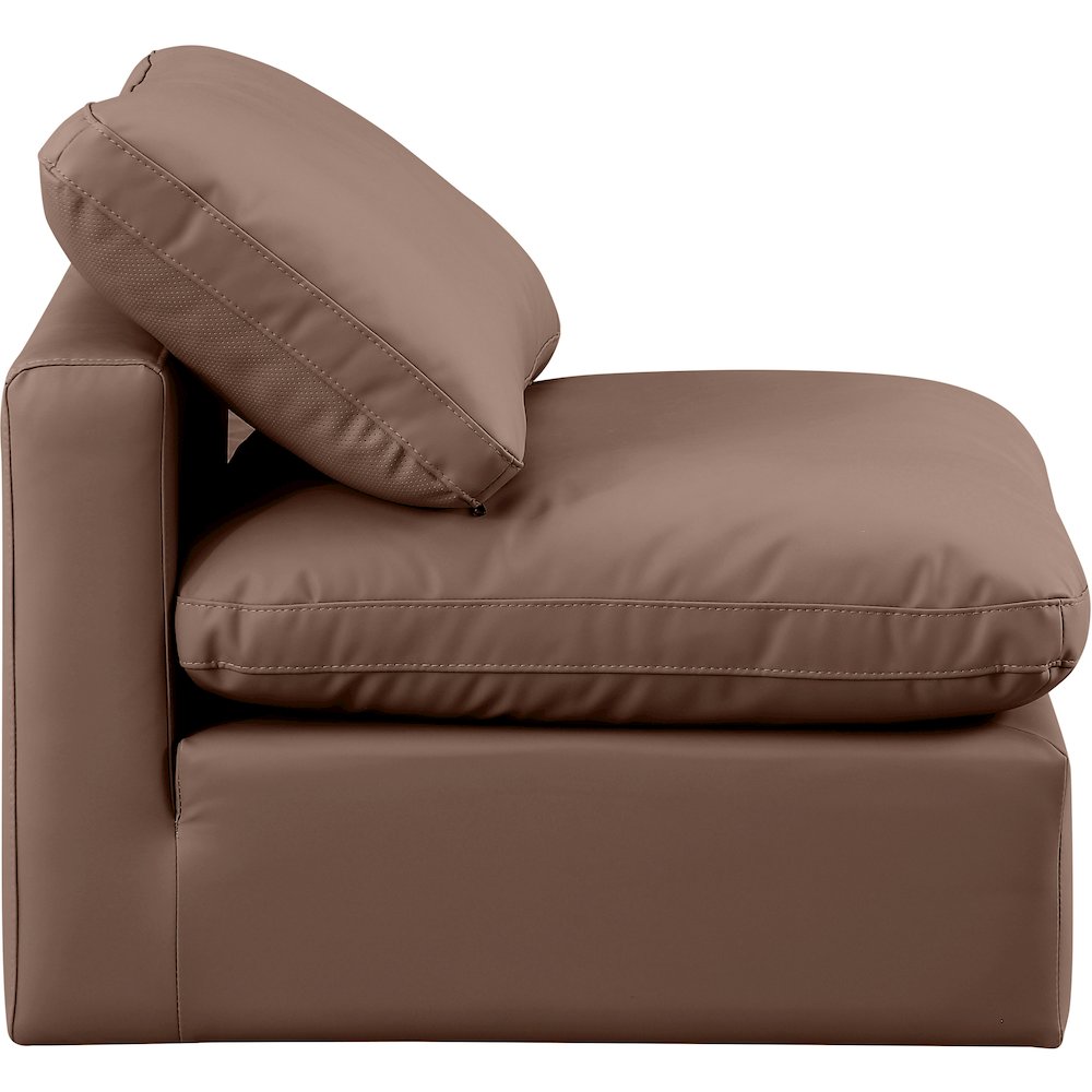 Indulge Brown Vegan Leather Armless Chair