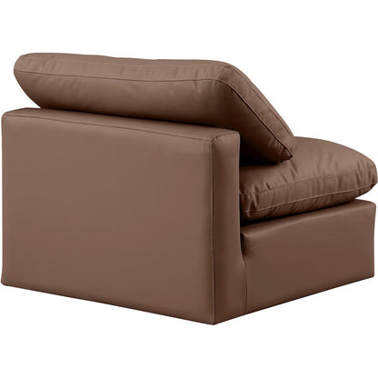 Indulge Brown Vegan Leather Armless Chair