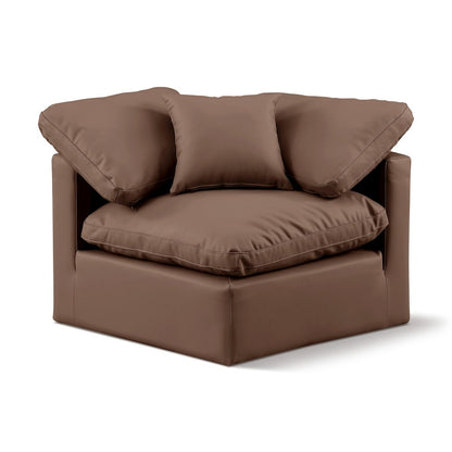 Indulge Brown Vegan Leather Corner Chair