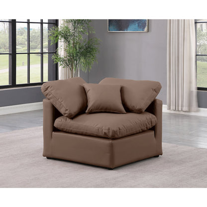Indulge Brown Vegan Leather Corner Chair