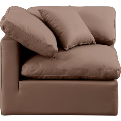 Indulge Brown Vegan Leather Corner Chair