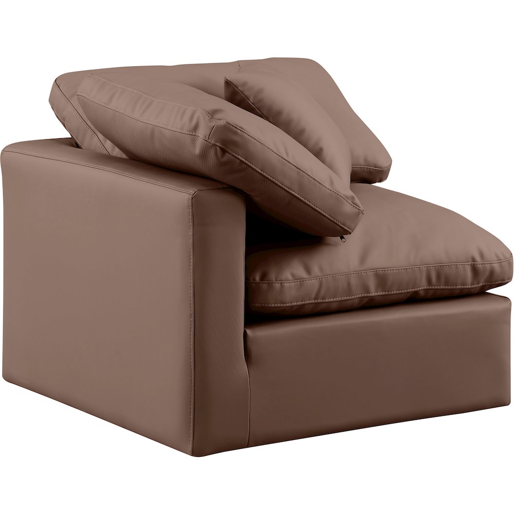 Indulge Brown Vegan Leather Corner Chair