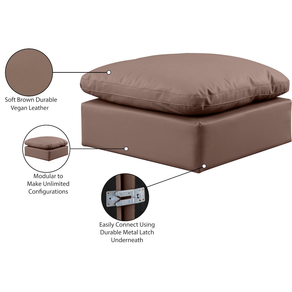 Indulge Brown Vegan Leather Ottoman