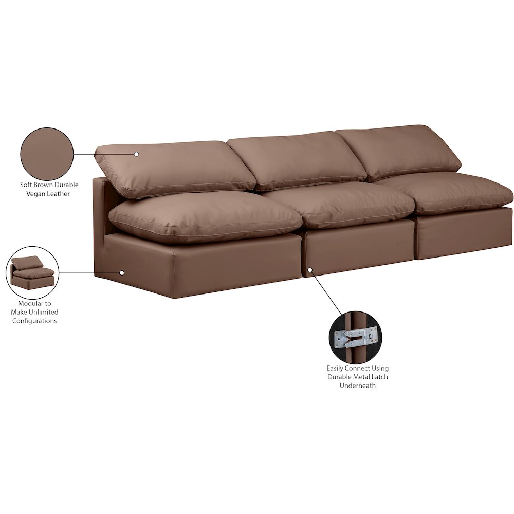 Indulge Brown Vegan Leather Modular Sofa