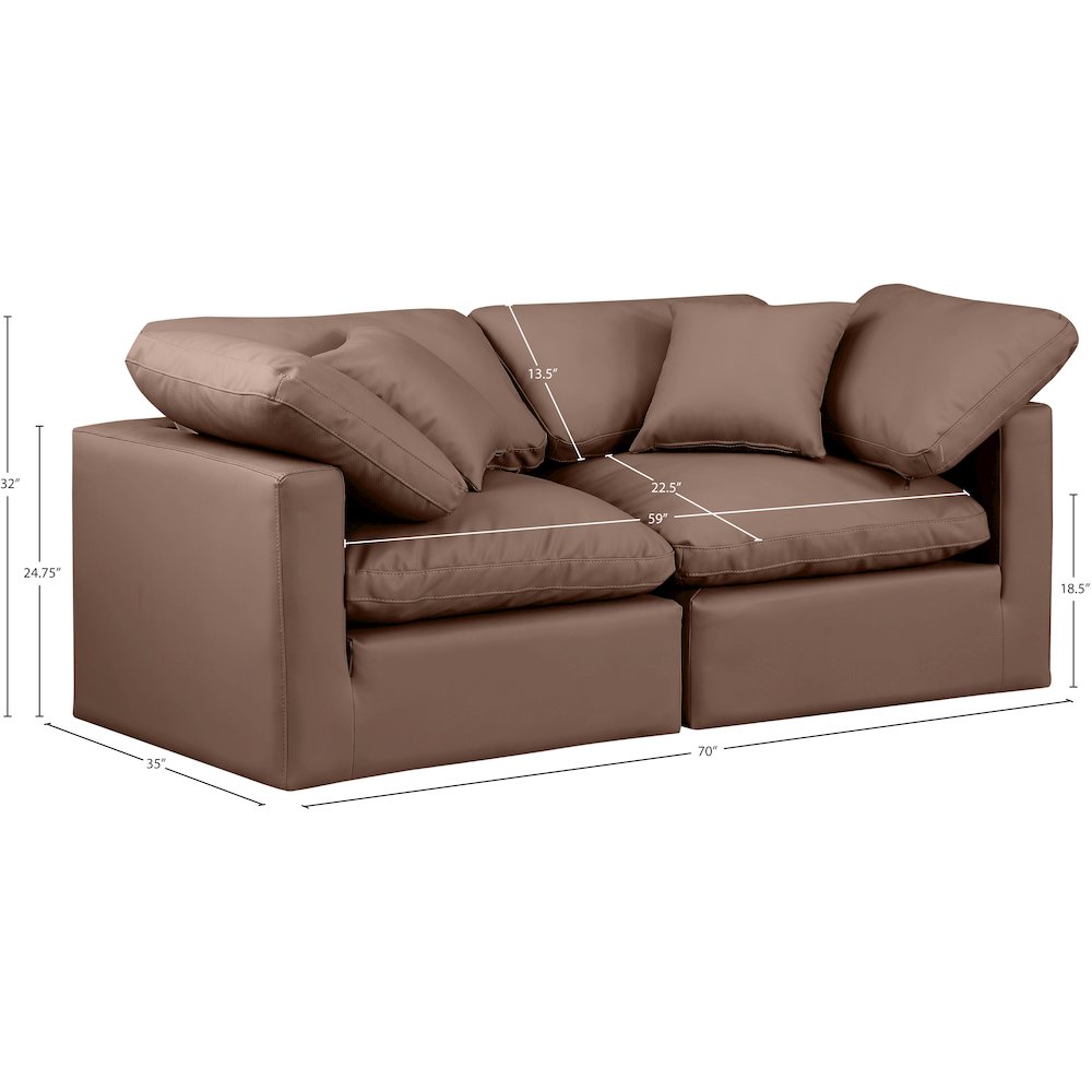 Indulge Brown Vegan Leather Modular Sofa