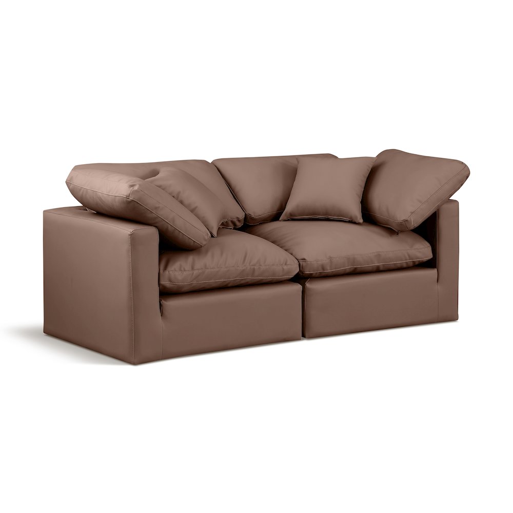 Indulge Brown Vegan Leather Modular Sofa