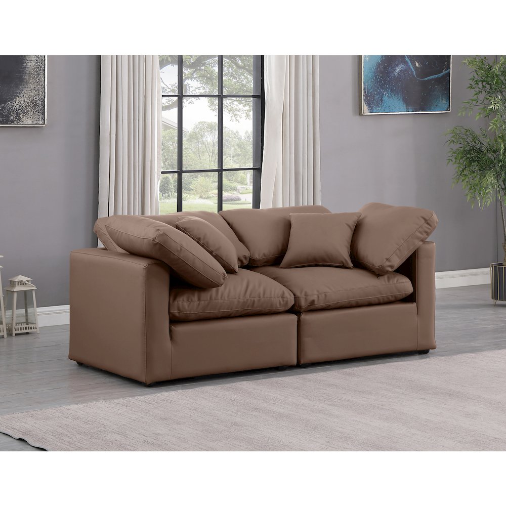 Indulge Brown Vegan Leather Modular Sofa