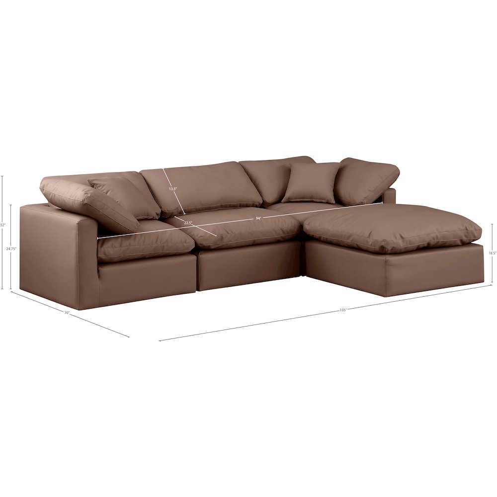 Indulge Brown Vegan Leather Modular Sectional