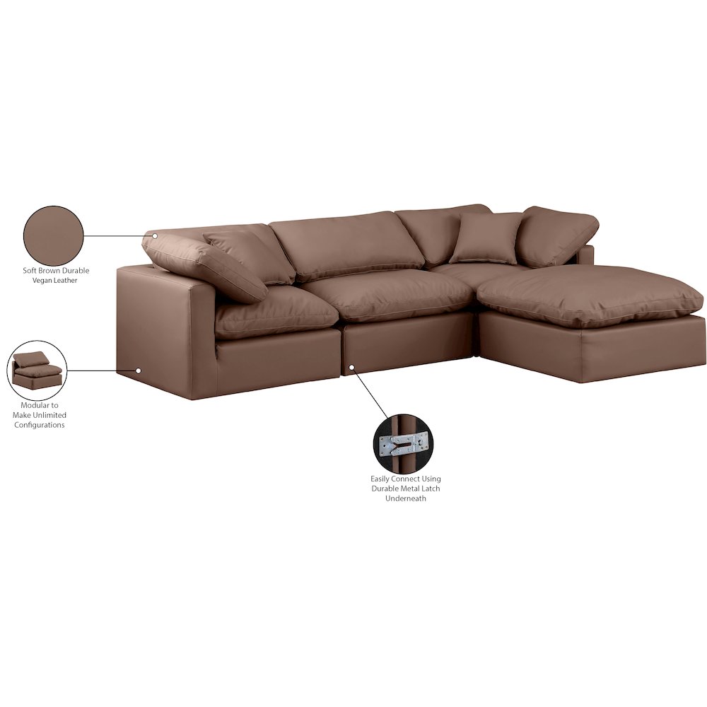Indulge Brown Vegan Leather Modular Sectional