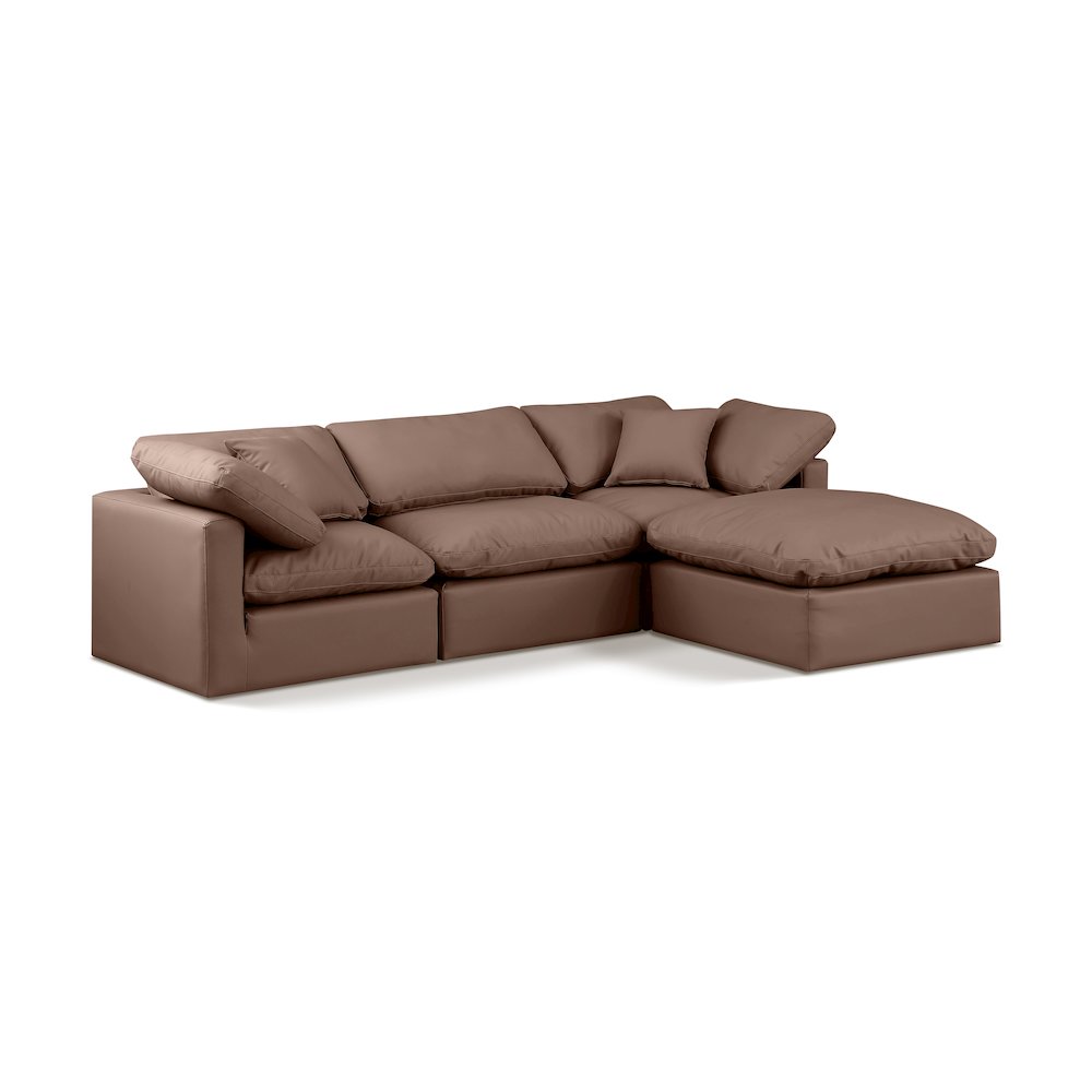 Indulge Brown Vegan Leather Modular Sectional