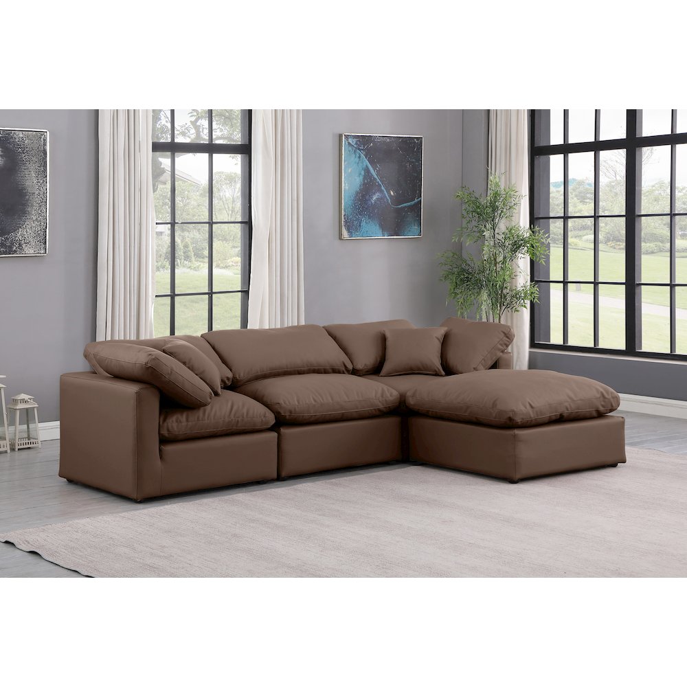 Indulge Brown Vegan Leather Modular Sectional