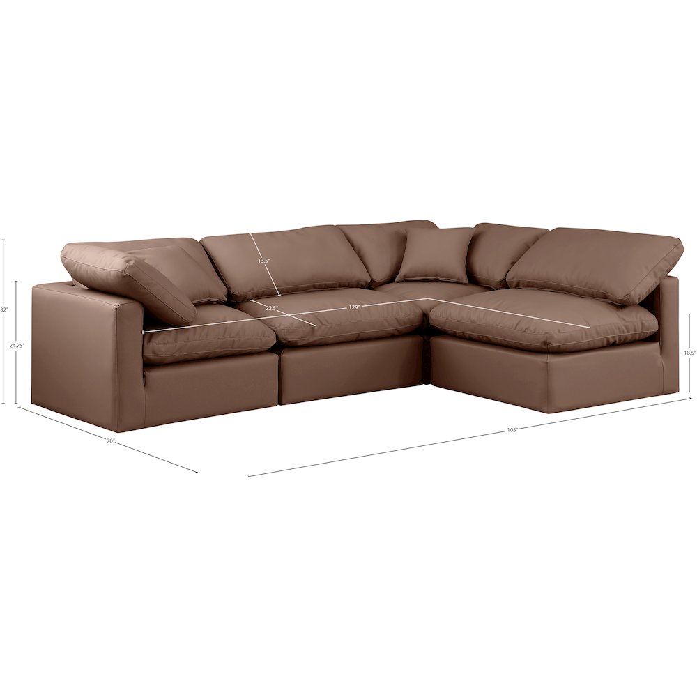 Indulge Brown Vegan Leather Modular Sectional