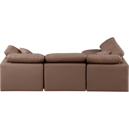 Indulge Brown Vegan Leather Modular Sectional