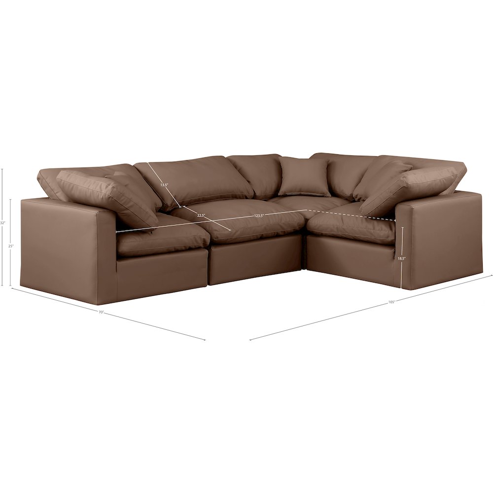 Indulge Brown Vegan Leather Modular Sectional