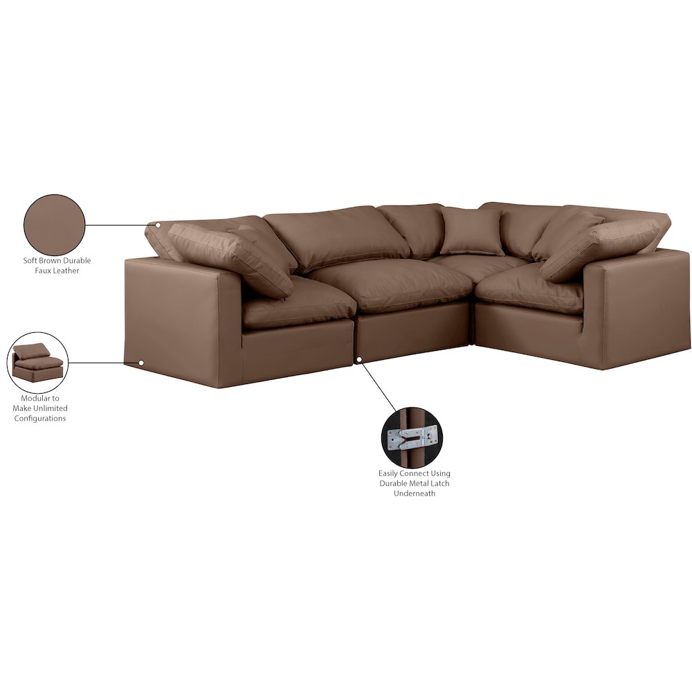 Indulge Brown Vegan Leather Modular Sectional