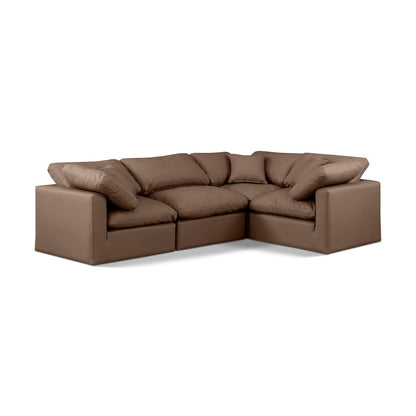 Indulge Brown Vegan Leather Modular Sectional