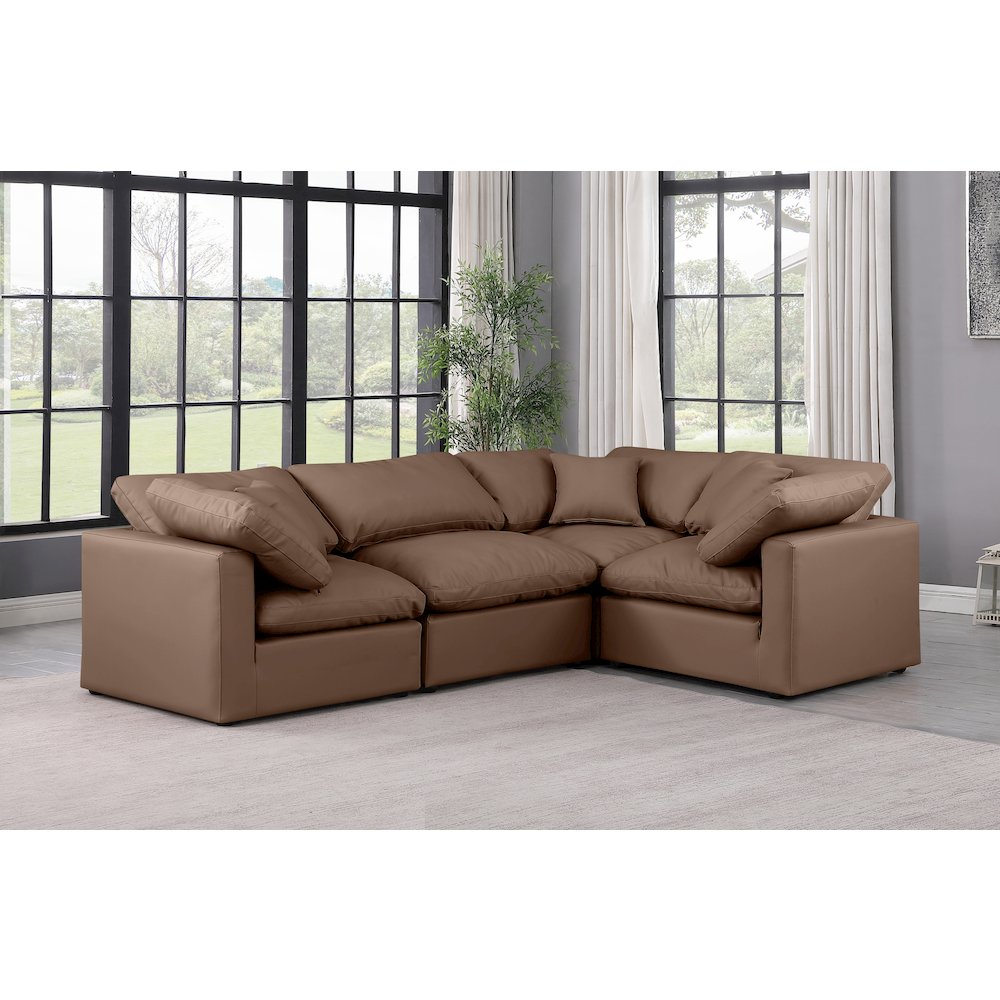 Indulge Brown Vegan Leather Modular Sectional