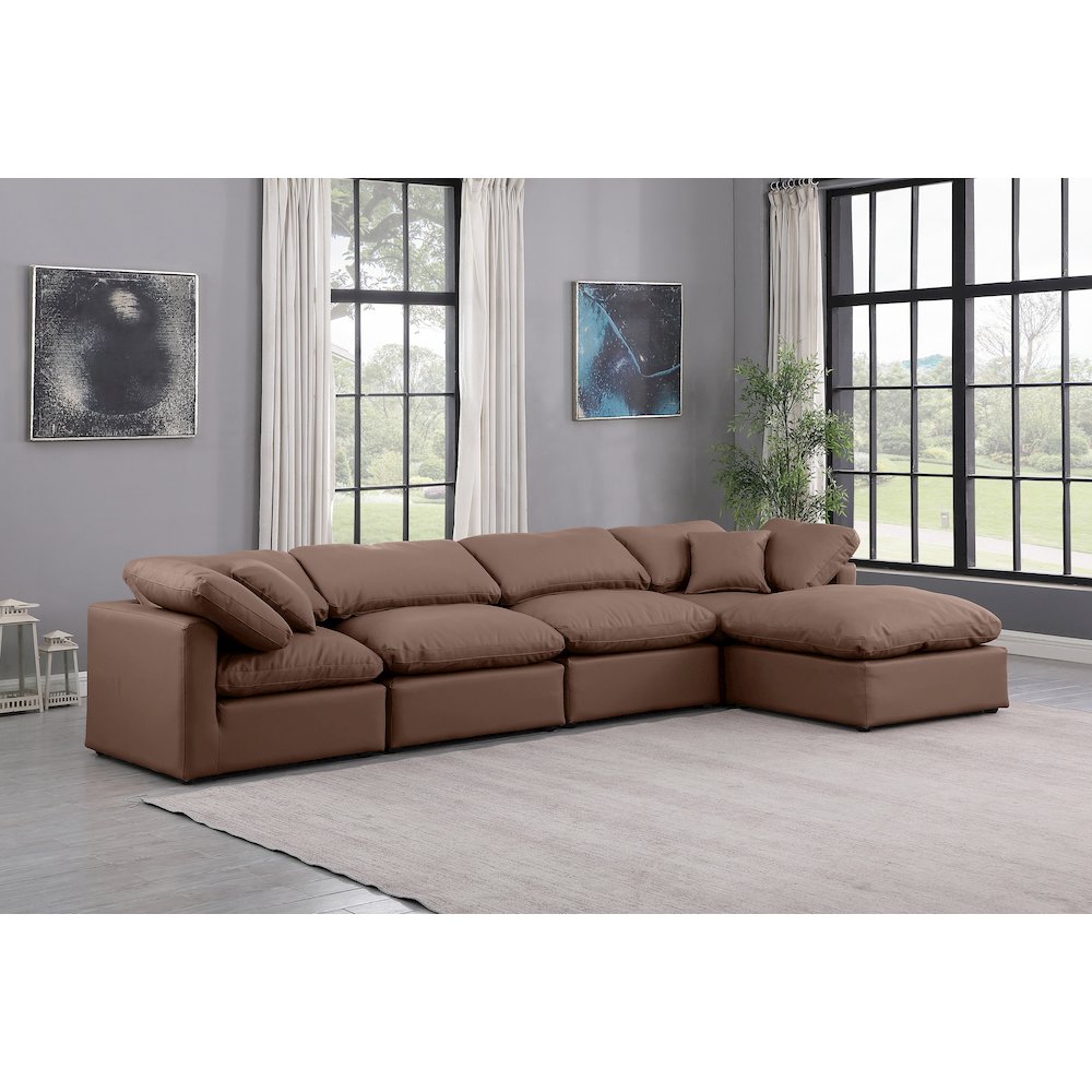 Indulge Brown Vegan Leather Modular Sectional
