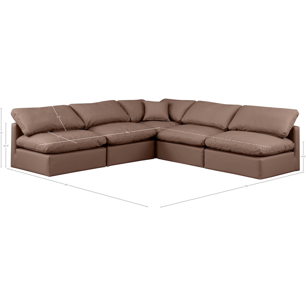 Indulge Brown Vegan Leather Modular Sectional