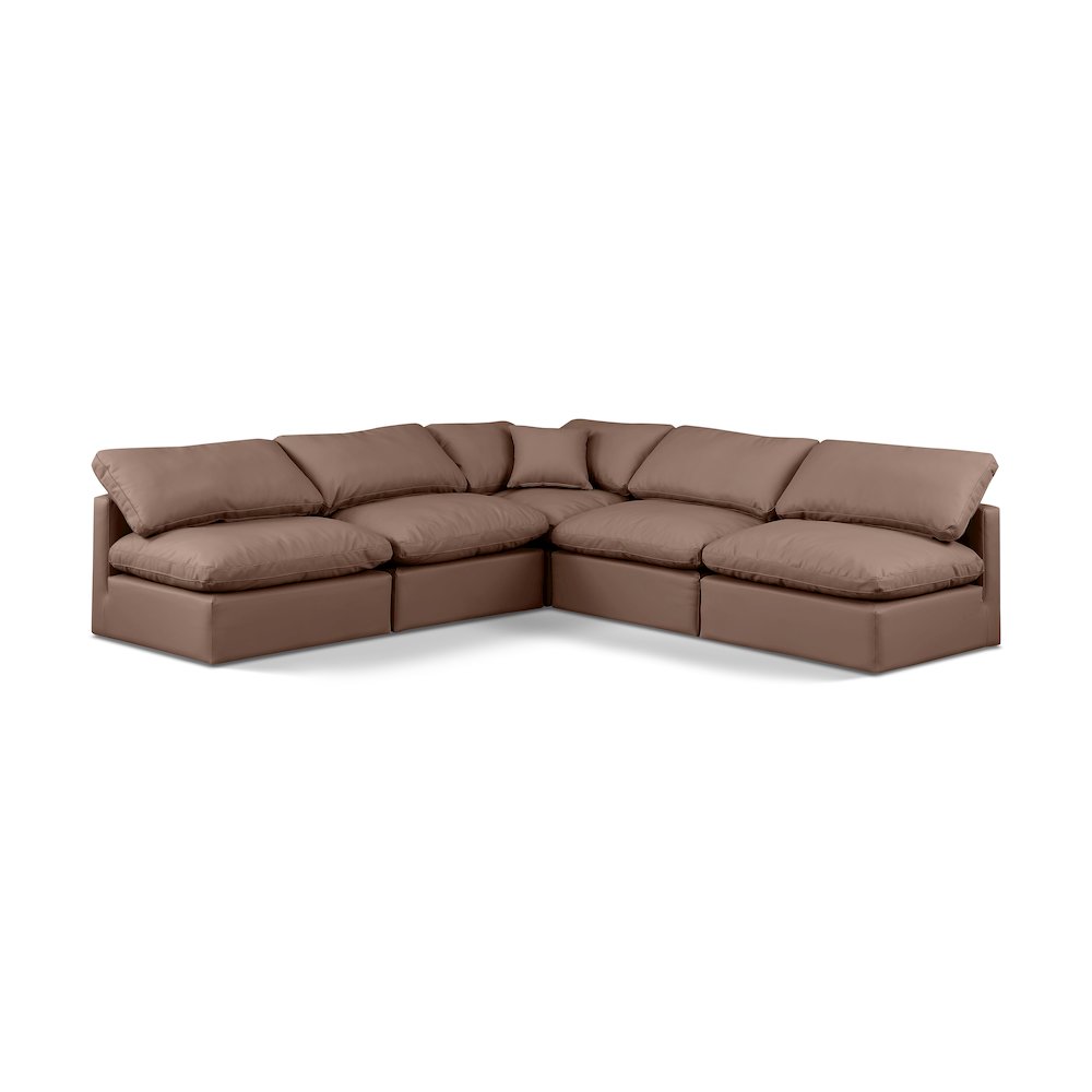 Indulge Brown Vegan Leather Modular Sectional