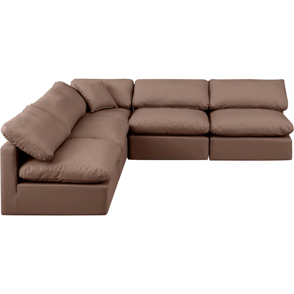 Indulge Brown Vegan Leather Modular Sectional