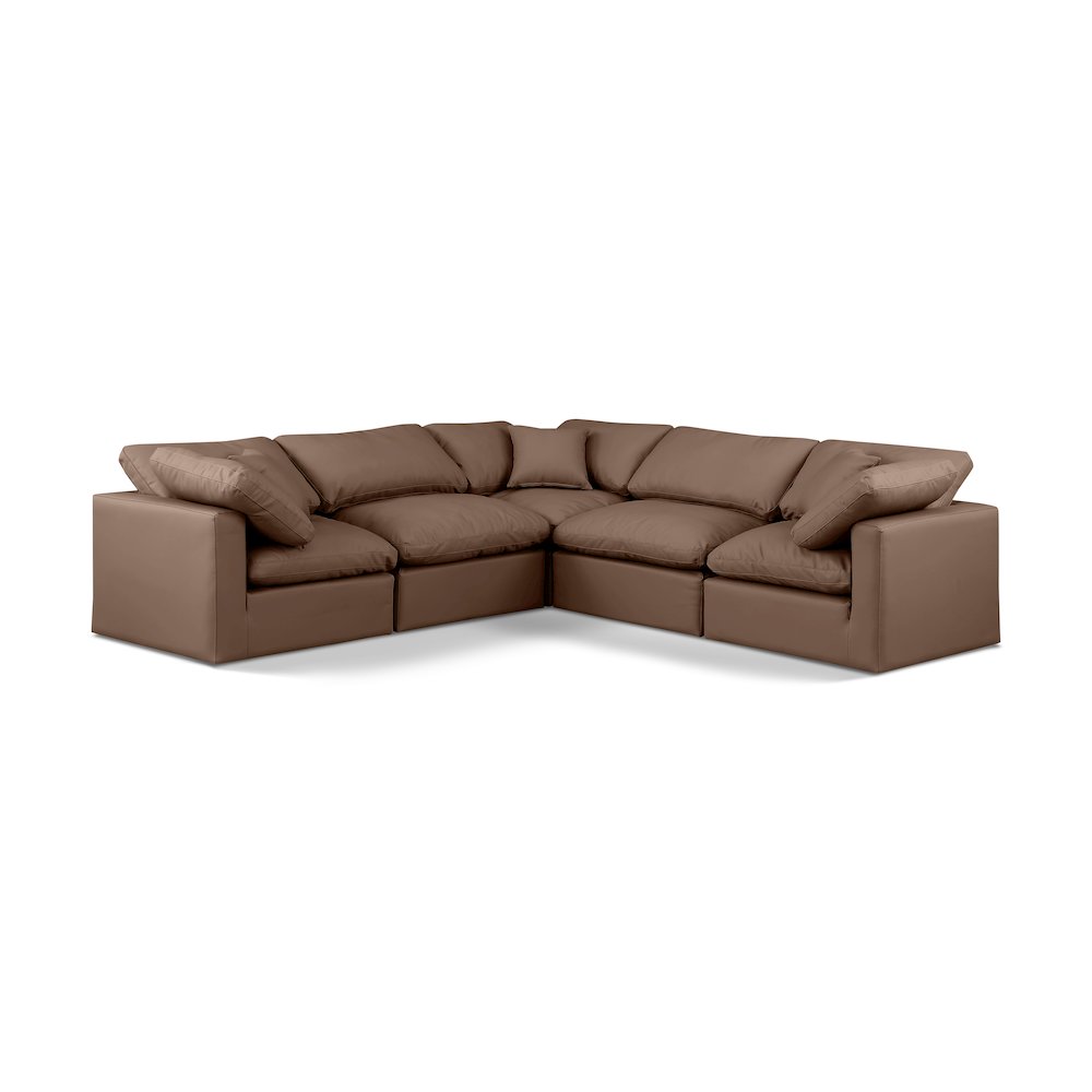 Indulge Brown Vegan Leather Modular Sectional