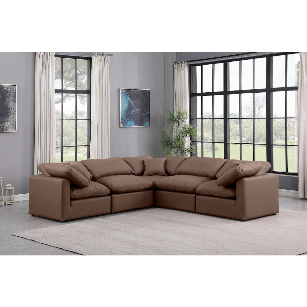 Indulge Brown Vegan Leather Modular Sectional