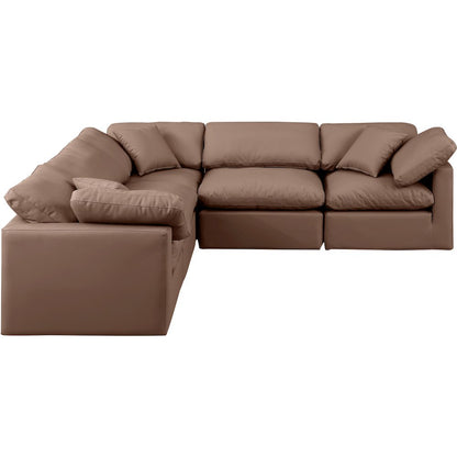 Indulge Brown Vegan Leather Modular Sectional