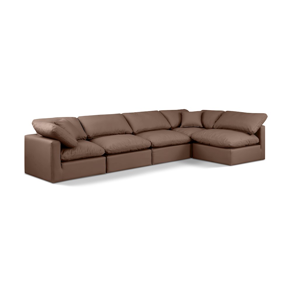 Indulge Brown Vegan Leather Modular Sectional