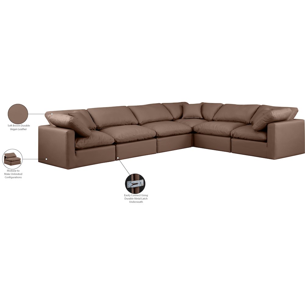 Indulge Brown Vegan Leather Modular Sectional