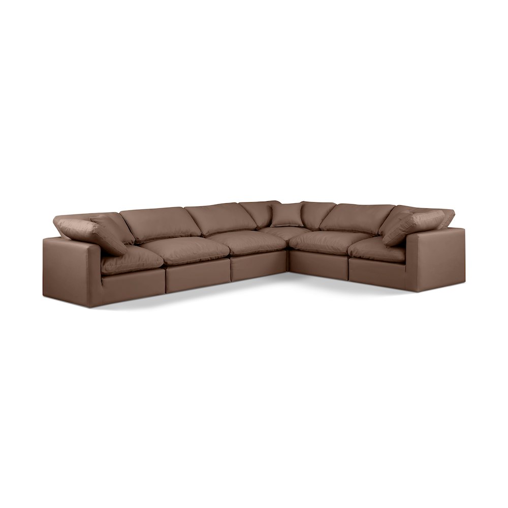 Indulge Brown Vegan Leather Modular Sectional