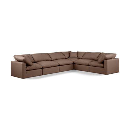 Indulge Brown Vegan Leather Modular Sectional
