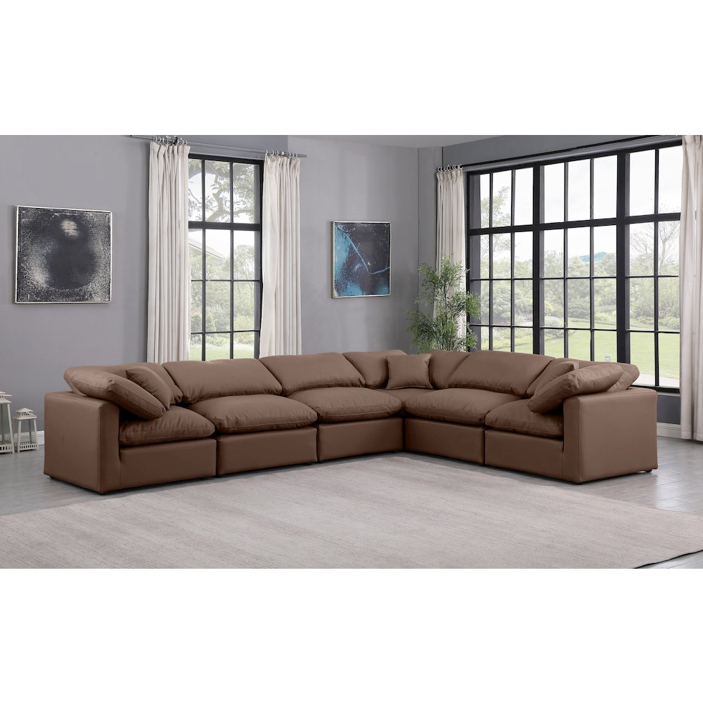 Indulge Brown Vegan Leather Modular Sectional