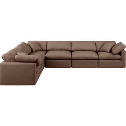 Indulge Brown Vegan Leather Modular Sectional
