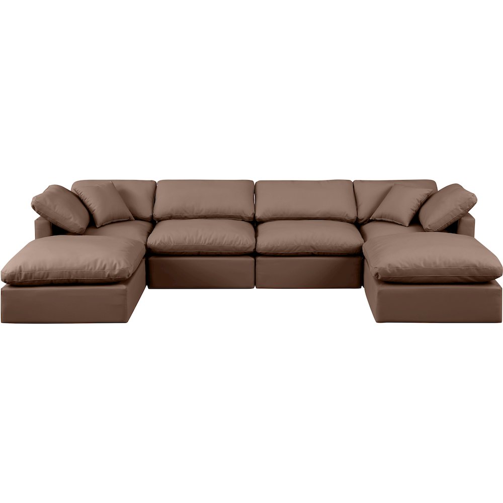 Indulge Brown Vegan Leather Modular Sectional