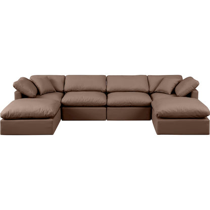 Indulge Brown Vegan Leather Modular Sectional