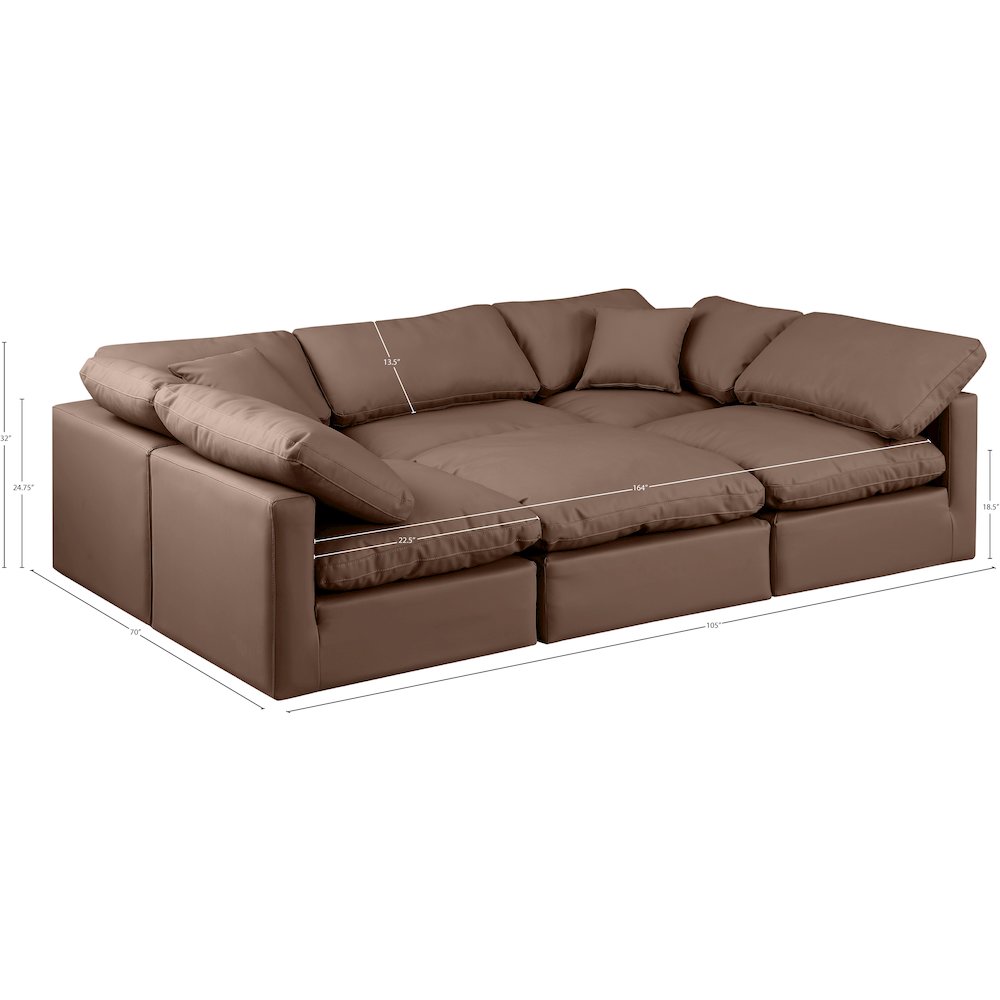 Indulge Brown Vegan Leather Modular Sectional