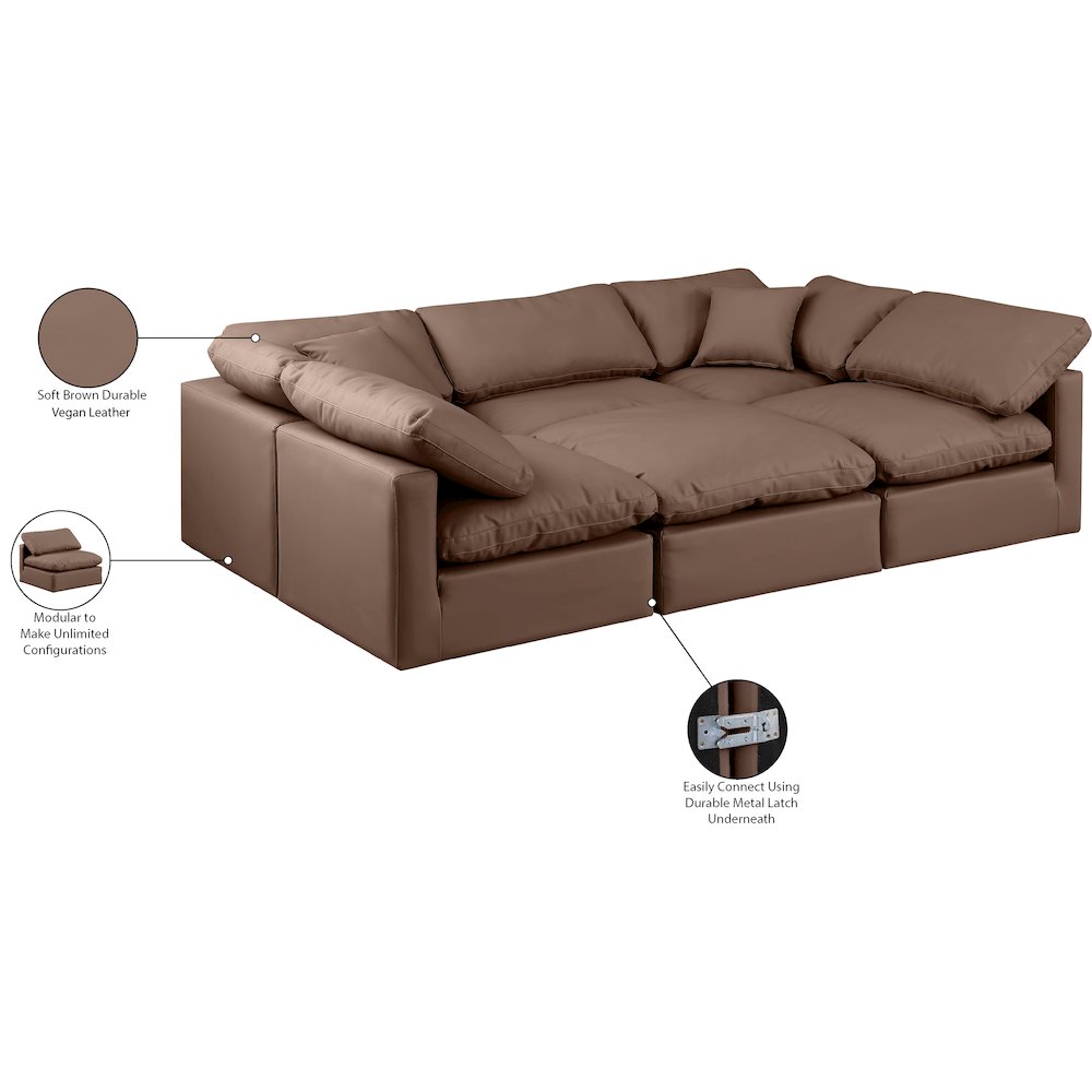 Indulge Brown Vegan Leather Modular Sectional