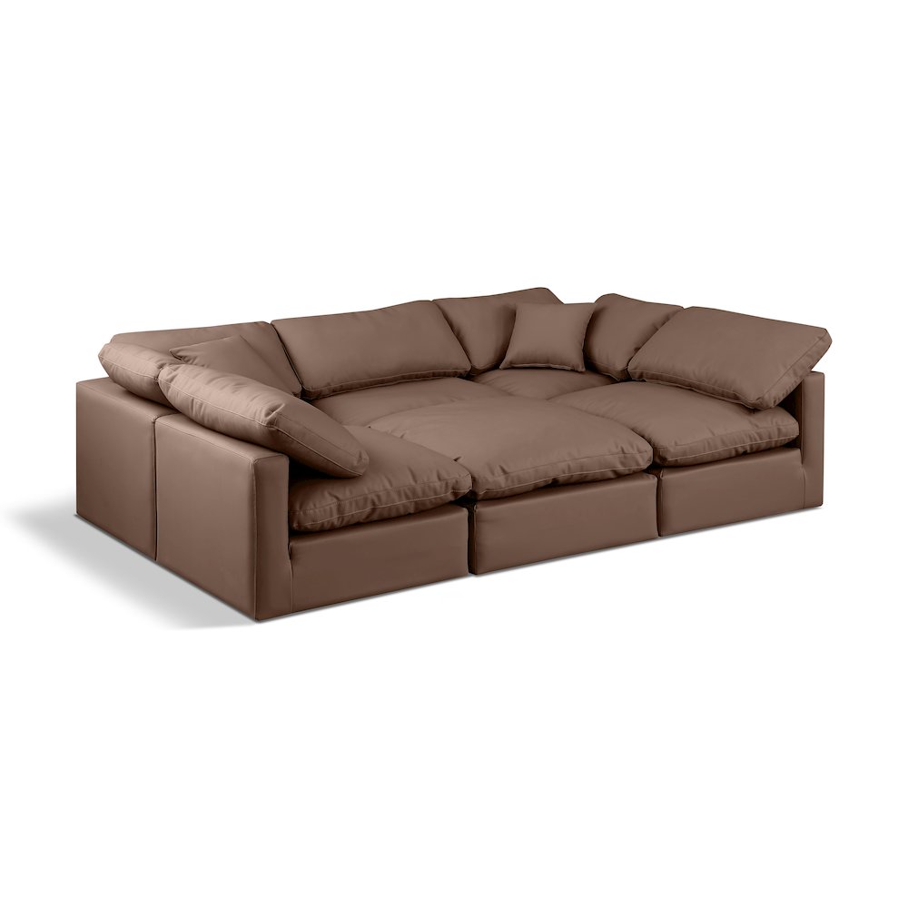 Indulge Brown Vegan Leather Modular Sectional