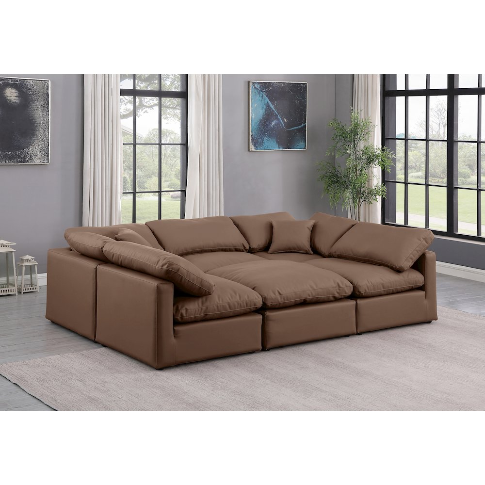 Indulge Brown Vegan Leather Modular Sectional