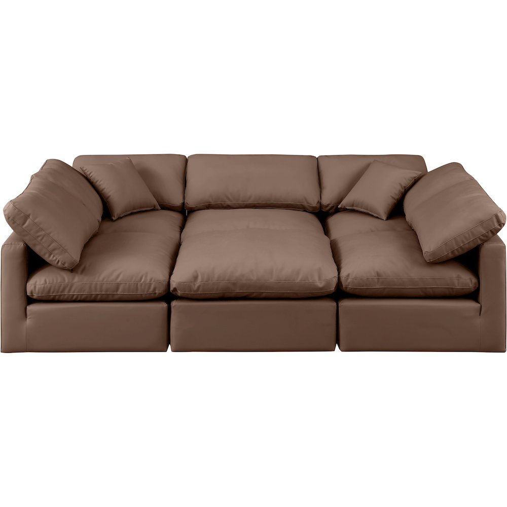 Indulge Brown Vegan Leather Modular Sectional