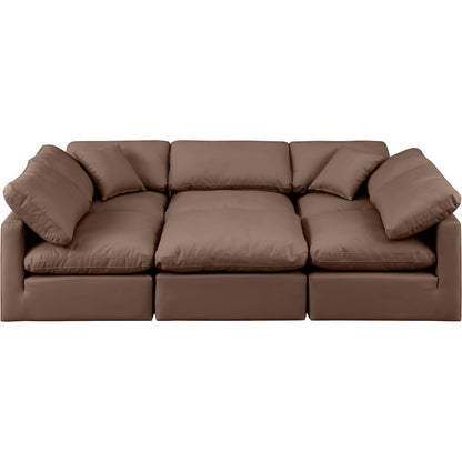 Indulge Brown Vegan Leather Modular Sectional