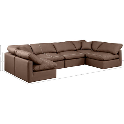 Indulge Brown Vegan Leather Modular Sectional