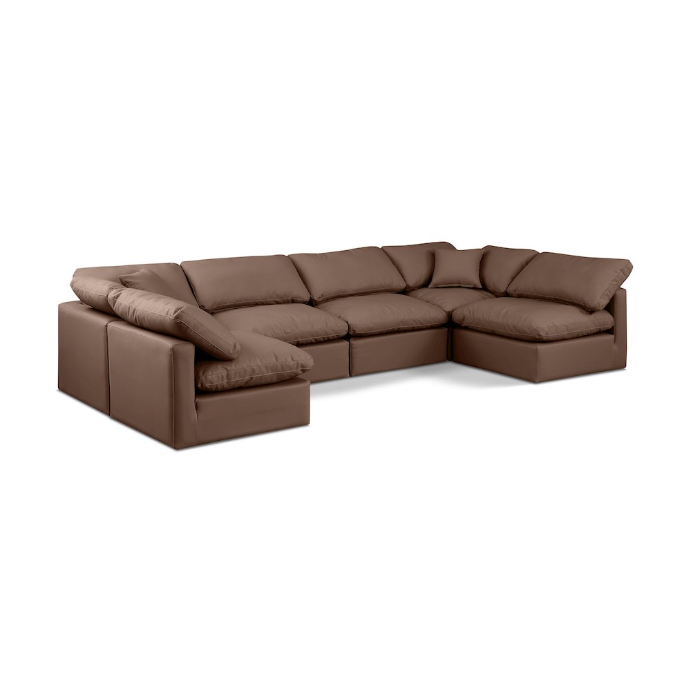 Indulge Brown Vegan Leather Modular Sectional